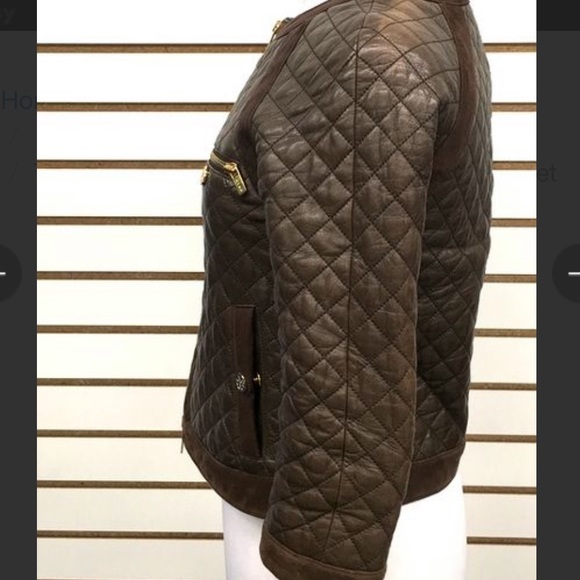Tory Burch Quilted Brown Leather Jacket - Picture 4 of 6